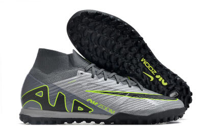 Nike Air Zoom Mercurial Superfly 9 Elite TF High-Tops Soccer Shoes - Silver/Grey/Black/Green