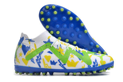 Puma Future Ultimate MG Low-Tops Soccer Cleats - White/Yellow/Blue