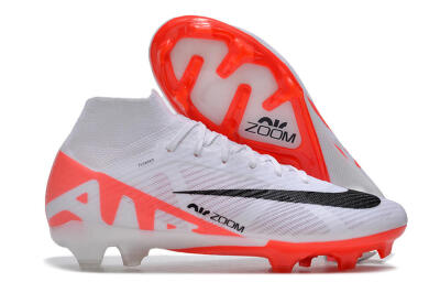 Nike Air Zoom Mercurial Superfly 9 Elite FG High-Tops Soccer Cleats - White/Black/Red