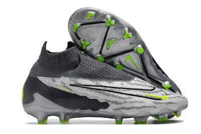 Nike Phantom GX Elite DF Link FG High-Tops Soccer Cleats - Grey/Black/Green