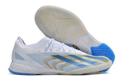 Adidas X Crazyfast.1 IC Low-Tops Soccer Shoes - White/Blue/Gold