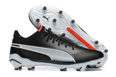 Puma King Ultimate Icon MG Low-Tops Soccer Cleats - Black/White/Red