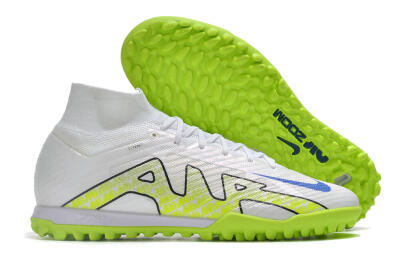 Nike Air Zoom Mercurial Superfly 9 Elite TF High-Tops Soccer Shoes - White/Blue/Yellow