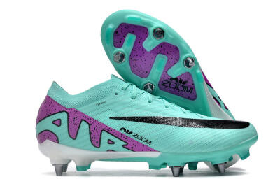 Nike Air Zoom Mercurial Vapor 15 Elite SG Low-Tops Soccer Cleats - Turquoise/Black/White/Purple