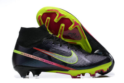 Nike Air Zoom Mercurial Superfly 9 Elite FG High-Tops Soccer Cleats - Black/Silver/Yellow/Pink