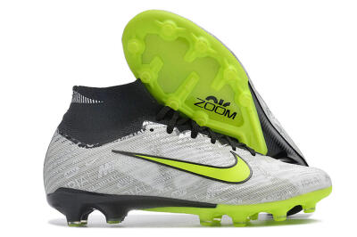 Nike Air Zoom Mercurial Superfly 9 Elite AG High-Tops Soccer Cleats - Silver/Black/Yellow