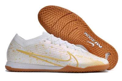 Nike Air Zoom Mercurial Vapor 15 Elite IC Low-Tops Soccer Shoes - White/Gold/Brown