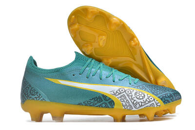 Puma Ultra Ultimate FG Low-Tops Soccer Cleats - Jade/White/Yellow