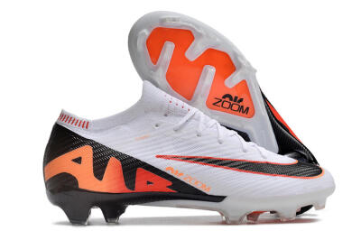 Nike Air Zoom Mercurial Vapor 15 Elite FG Low-Tops Soccer Cleats - White/Orange/Black