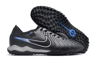 NikeTiempo Legend 10 TF Low-Tops Soccer Shoes - Black/Blue/White
