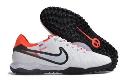 NikeTiempo Legend 10 TF Low-Tops Soccer Shoes - White/Black/Orange