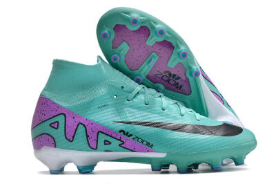 Nike Air Zoom Mercurial Superfly 9 Elite AG High-Tops Soccer Cleats - Jade/Purple/Black