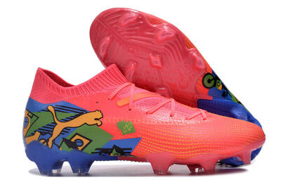 Puma Future Ultimate FG Low-Tops Soccer Cleats - Pink/Yellow/Green/Blue