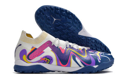 Puma Future X Powercat Tokyo Match TF Low-Tops Soccer Shoes - White/Purple/Blue/Yellow