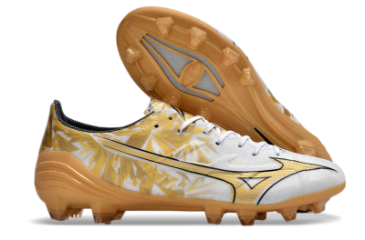Mizuno Morelia Alpha Made in Japan FG Low-Tops Soccer Cleats - White/Gold/Black
