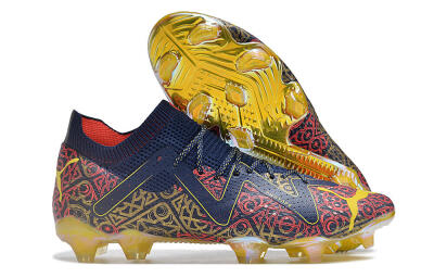 Puma Future Ultimate FG Low-Tops Soccer Cleats - Blue/Red/Gold