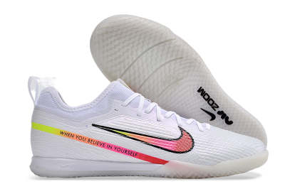 Nike Air Zoom Mercurial Vapor 15 Pro IC Low-Tops Soccer Shoes - White/Pink/Black/Yellow