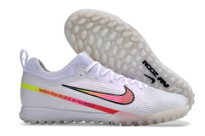 Nike Air Zoom Mercurial Vapor 15 Pro TF Low-Tops Soccer Shoes - White/Pink/Black/Yellow