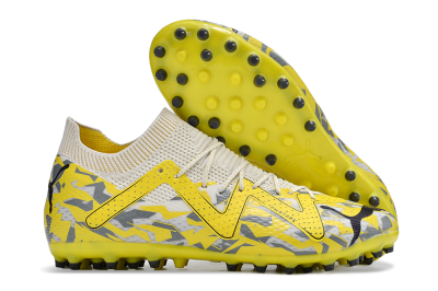 Puma Future Ultimate MG Low-Tops Soccer Cleats - White/Yellow/Black/Grey