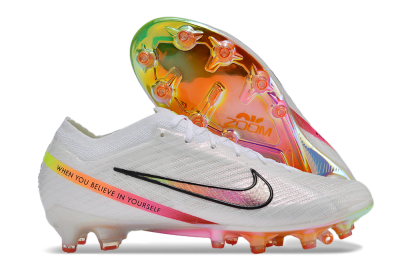Nike Air Zoom Mercurial Vapor 15 Elite AG Low-Tops Soccer Cleats - White/Pink/Black/Yellow/Gold