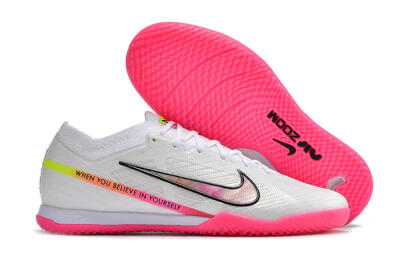 Nike Air Zoom Mercurial Vapor 15 Elite IC Low-Tops Soccer Shoes - White/Pink/Black/Yellow