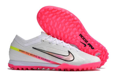 Nike Air Zoom Mercurial Vapor 15 Elite TF Low-Tops Soccer Shoes - White/Pink/Black/Yellow