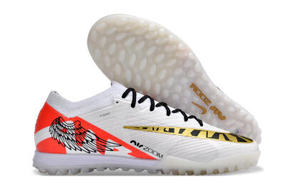 Nike Air Zoom Mercurial Vapor 15 Elite TF Low-Tops Soccer Shoes - White/Red/Gold