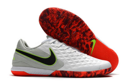 NIke Tiempo Lunar Legend 8 Pro IC Low-Tops Soccer Shoes - White/Black/Yellow/Red