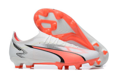 Puma Ultra Ultimate FG Low-Tops Soccer Cleats - White/Pink/Black