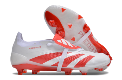 Adidas Predator Elite Foldover Tongue FG Low-Tops Soccer Cleats - White/Red