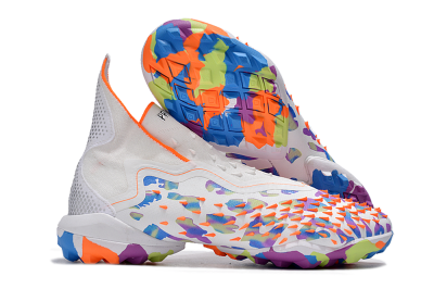 Adidas Predator Freak+ TF High-Tops Soccer Shoes - White/Orange/Blue/Purple