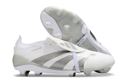 Adidas Predator Elite Foldover Tongue FG Low-Tops Soccer Cleats - White/Grey