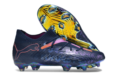 Puma Future Ultimate FG Low-Tops Soccer Cleats - Blue/Pink/Orange/Gold