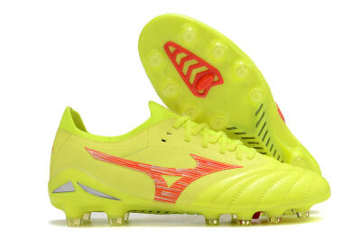 Mizuno Morelia Neo 4 FG Low-Tops Soccer Cleats - Yellow/Red/Grey