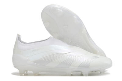 Adidas Predator Elite Laceless FG Low-Tops Soccer Cleats - White/Silver