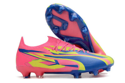 Puma Ultra Ultimate FG Low-Tops Soccer Cleats - Pink/Blue/Yellow