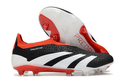 Adidas Predator Elite Laceless FG Low-Tops Soccer Cleats - Black/White/Red
