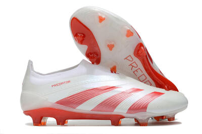 Adidas Predator Elite Laceless FG Low-Tops Soccer Cleats - White/Red