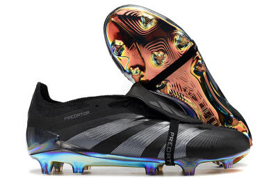 Adidas Predator Elite Foldover Tongue FG Low-Tops Soccer Cleats - Black/Silver/Gold