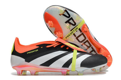 Adidas Predator Elite Foldover Tongue FG Low-Tops Soccer Cleats - Black/White/Orange