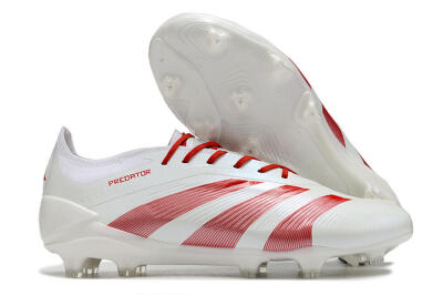 Adidas Predator Elite FG Low-Tops Soccer Cleats - White/Red