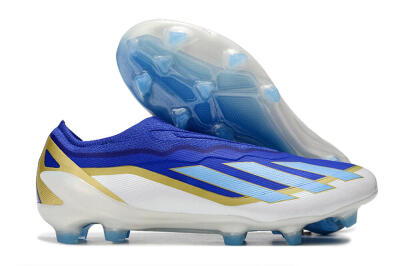Adidas X Crazyfast.1 Laceless FG Low-Tops Soccer Cleats - Blue/White/Gold
