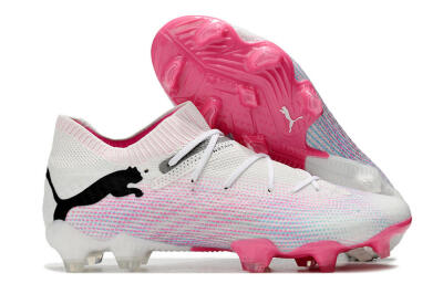 Puma Future Ultimate 2024 FG Low-Tops Soccer Cleats - White/Pink/Blue/Black