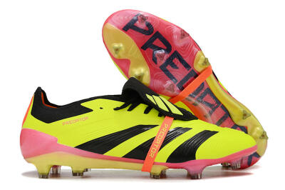 Adidas Predator Elite Foldover Tongue FG Low-Tops Soccer Cleats - Yellow/Black/Pink