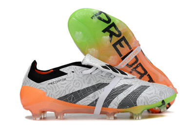 Adidas Predator Elite Foldover Tongue FG Low-Tops Soccer Cleats - White/Black/Orange