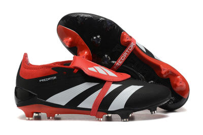 Adidas Predator Elite Foldover Tongue FG Low-Tops Soccer Cleats - Black/White/Red