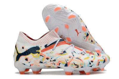 Puma Future FG Low-Tops Soccer Cleats - White/Red/Yellow/Blue/Pink