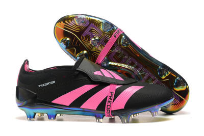 Adidas Predator Elite Foldover Tongue FG Low-Tops Soccer Cleats - Black/Pink