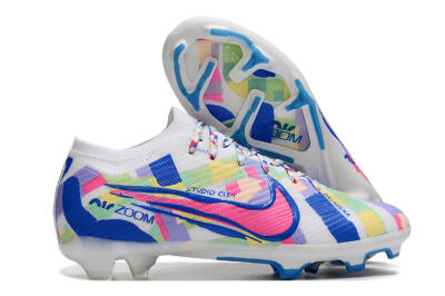 Nike Air Zoom Mercurial Vapor 15 Elite FG Low-Tops Soccer Cleats - White/Rainbow