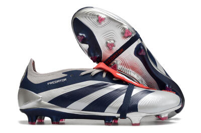 Adidas Predator Elite Foldover Tongue FG Low-Tops Soccer Cleats - Silver/Black/Red